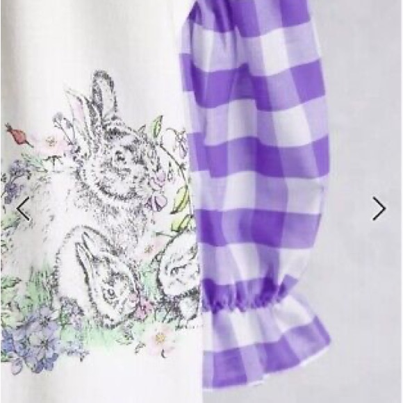 Vintage Supply T-shirt with gingham puff sleeves and bunny graphic - Picture 4 of 6